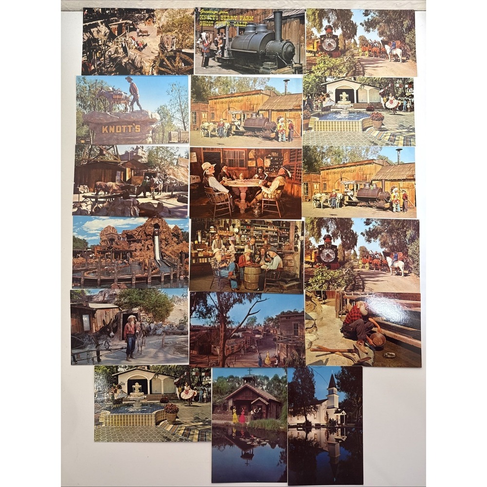 18 Vintage 1960s-1970s Knott's Berry Farm California Postcards